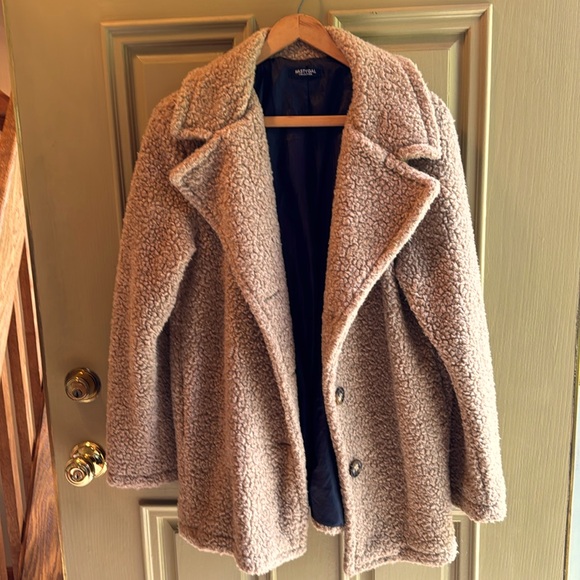 Nasty Gal oversized Sherpa like wool jacket made in Italy black polyester lined. - Picture 1 of 4